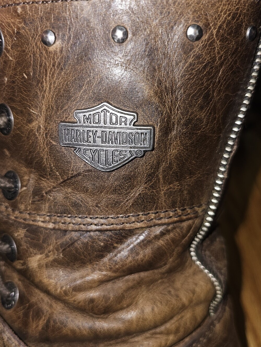 Harley-Davidson Brown Lace-Up Combat Moto Boots - Picture 9 of 9